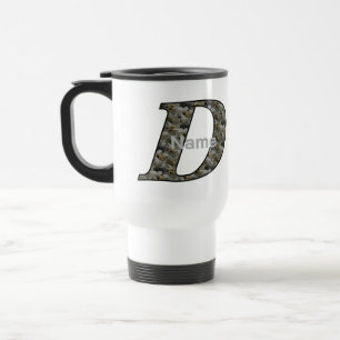 Monogram Initial D Hydrangea Flowers Personalised Travel Mug