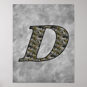 Monogram Initial D Hydrangea Flowers Poster