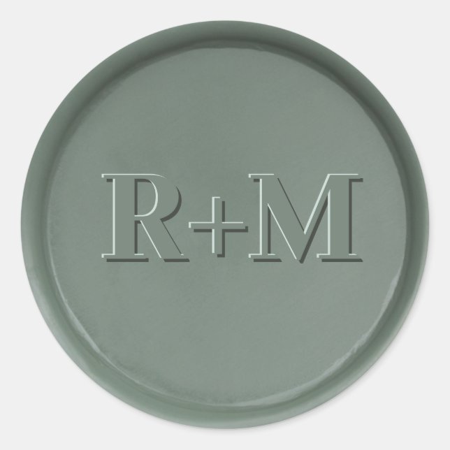 Monogram Initial Dark Sage Wax Seal Sticker (Front)