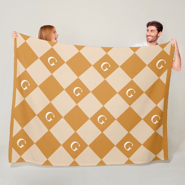 Monogram Initial Diamond - Luxury Look Blanket (In Situ)