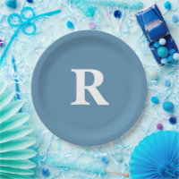 Monogram Initial Dusty Blue White Custom Colours