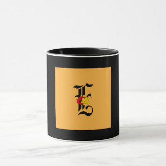 Monogram Initial E Black Inside Black Outside Mug
