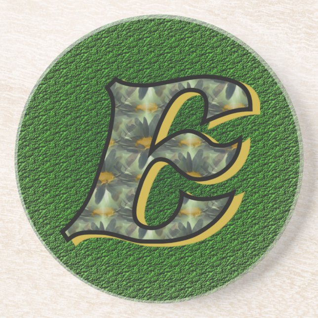 Monogram Initial E Daisies Art Coaster (Front)