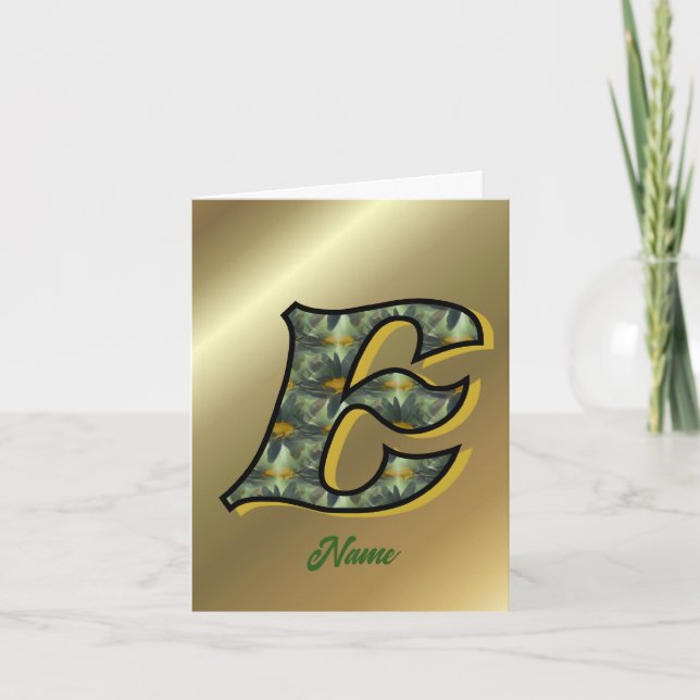 Monogram Initial E Daisies Art Personalised Note Card (Front)