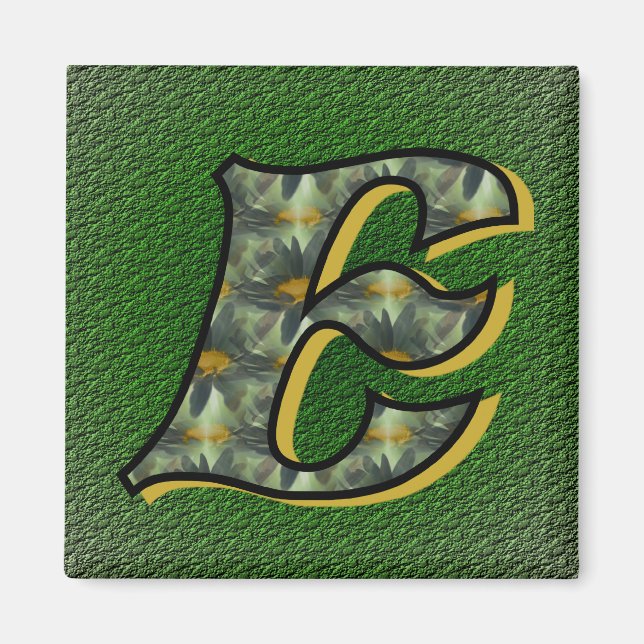 Monogram Initial E Daisies Floral Art Magnet (Front)