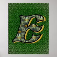 Monogram Initial E Daisies Floral Art