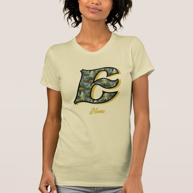 Monogram Initial E Daisy Flower Art Personalised T-Shirt (Front)