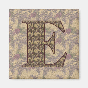 Monogram Initial E Elegant Floral Magnet