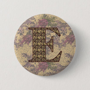 Monogram Initial E Elegant Vintage Floral 6 Cm Round Badge