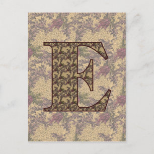 Monogram Initial E Elegant Vintage Floral Postcard