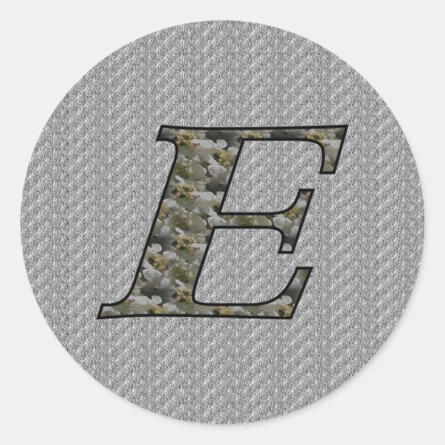 Monogram Initial E Hydrangea Flowers Classic Round Sticker (Front)