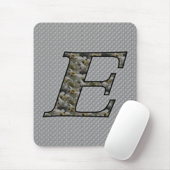 Monogram Initial E Hydrangea Flowers Mouse Mat (With Mouse)