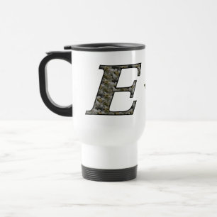 Monogram Initial E Hydrangea Flowers Personalised Travel Mug