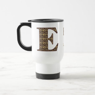 Monogram Initial E Vintage Floral Personalised Travel Mug