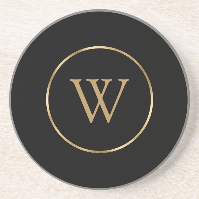 Monogram Initial Elegant Modern Gold Coaster (Front)