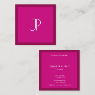 Monogram Initial Elegant Trend Colour Viva Magenta Square Business Card