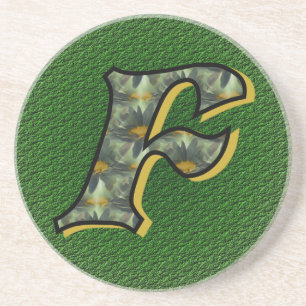 Monogram Initial F Daisies Floral Art Coaster
