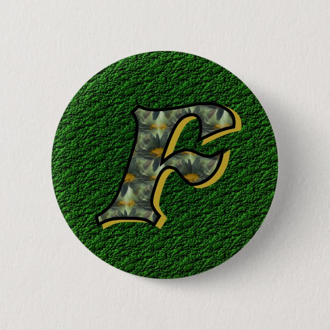Monogram Initial F Daisy Floral Art 6 Cm Round Badge (Front)