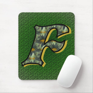Monogram Initial F Daisy Floral Art Mouse Mat