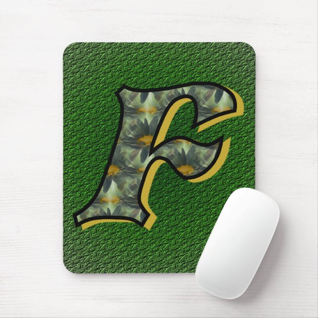 Monogram Initial F Daisy Floral Art  Mouse Mat (With Mouse)