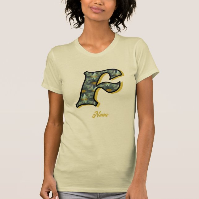 Monogram Initial F Daisy Flower Art Personalised T-Shirt (Front)