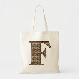 Monogram Initial F Elegant Vintage Floral Tote Bag