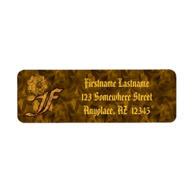 Monogram Initial F Gold Peony Return Address  (Front)