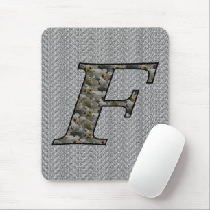 Monogram Initial F Hydrangea Floral Mouse Mat