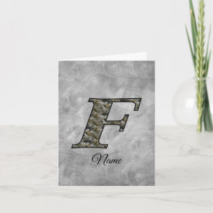 Monogram Initial F Hydrangea Flowers Personalised Note Card