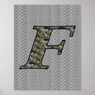 Monogram Initial F Hydrangea Poster