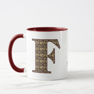 Monogram Initial F Vintage Floral Personalised Mug