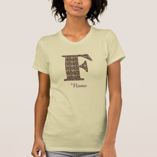 Monogram Initial F Vintage Floral Personalised T-Shirt