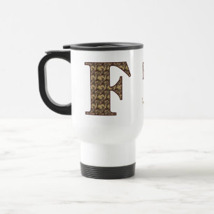 Monogram Initial F Vintage Floral Personalised Travel Mug