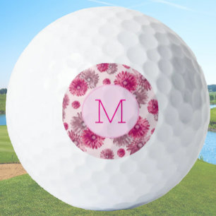Monogram Initial Feminine Pink Custom Ladies Golf Balls