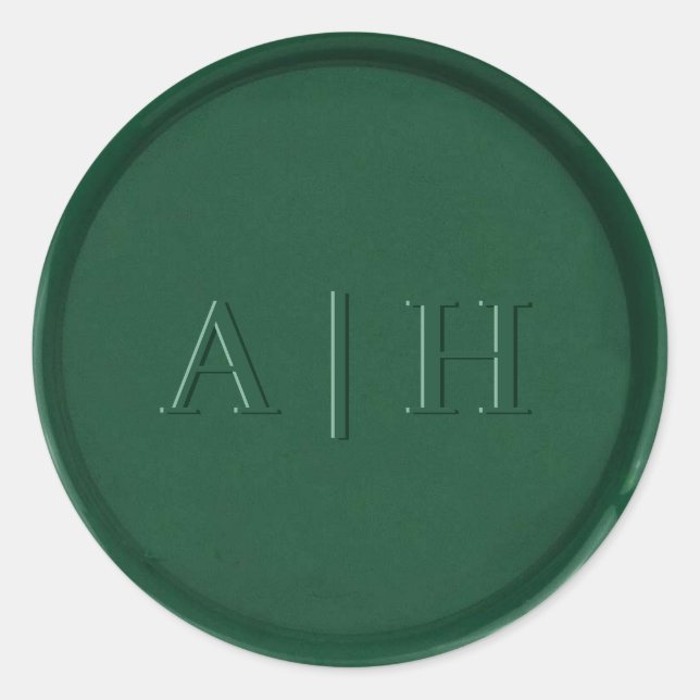 Monogram Initial Forest Green Wax Seal Sticker (Front)