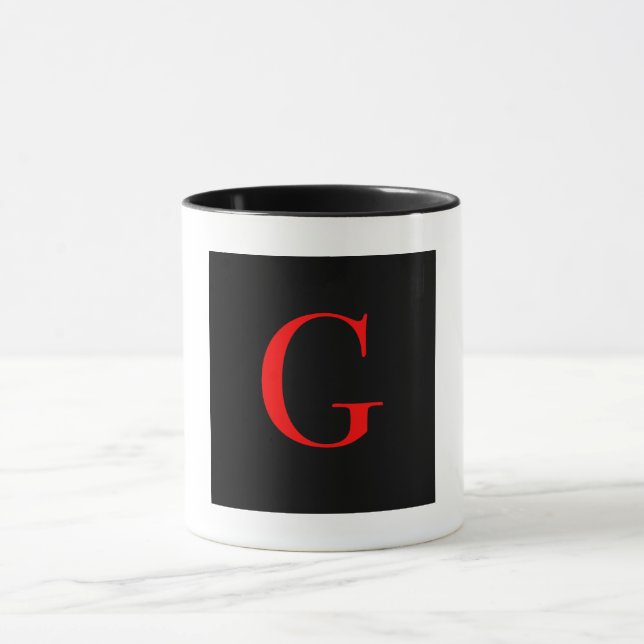 Monogram Initial G Black White Combo  Mug (Center)