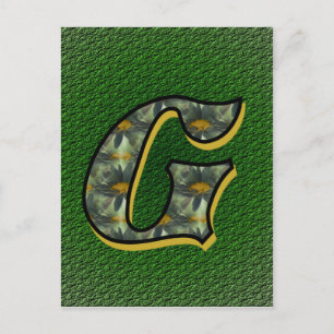 Monogram Initial G Daisies Flower Art Postcard