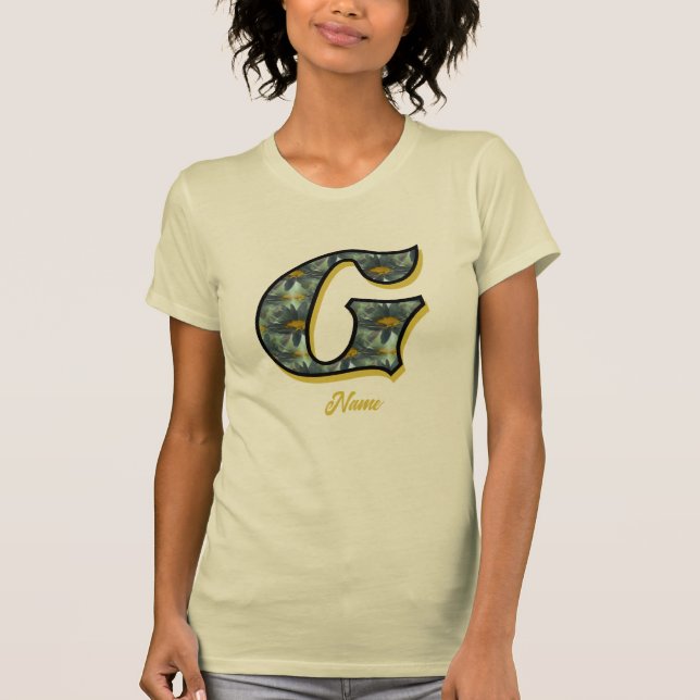 Monogram Initial G Daisy Flower Art Personalised T-Shirt (Front)