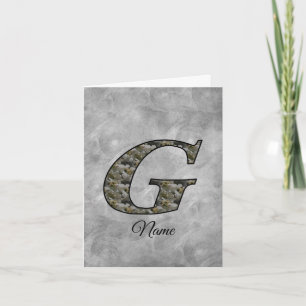 Monogram Initial G Hydrangea Flowers Personalised Note Card