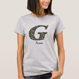 Monogram Initial G Hydrangea Flowers Personalised T-Shirt