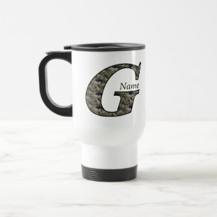 Monogram Initial G Hydrangea Flowers Personalised Travel Mug
