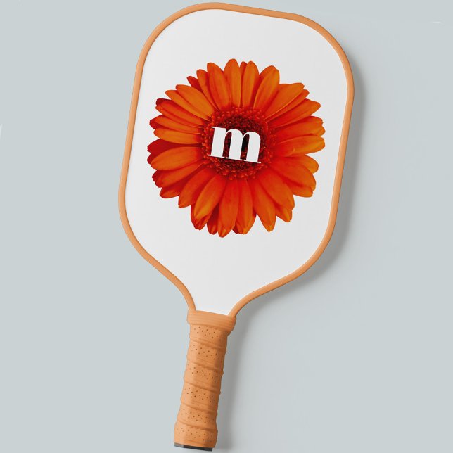 Monogram Initial Gerbera Daisy Pickleball Paddle (Creator Uploaded)