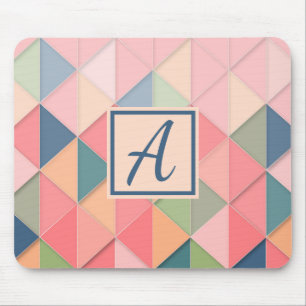 Monogram Initial Girly Paster Pink Colourful Mouse Mat