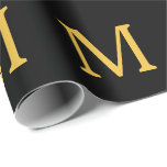 Monogram Initial Gold Black Custom Name Party  Wrapping Paper<br><div class="desc">Designed with text template for monogrammed initial which you can customise! You may also change the colours as you wish.</div>
