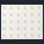 Monogram Initial Gold Golden White Custom Colour Wrapping Paper<br><div class="desc">Designed with text template for monogrammed initial which you can customise! You may also change the colours as you wish.</div>