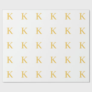 Monogram Initial Gold Golden White Custom Colour Wrapping Paper