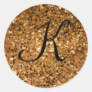 Monogram Initial Gold Template Classic Round Sticker