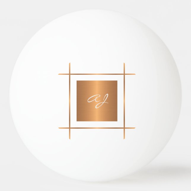 Monogram initial gold typography script stylish ping pong ball (Front)