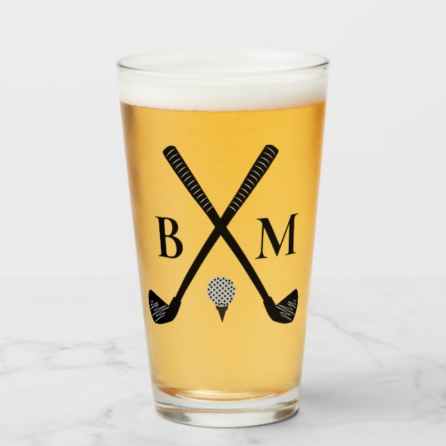 Monogram Initial Golf Club Elegant Template Beer  Glass (Front Filled)
