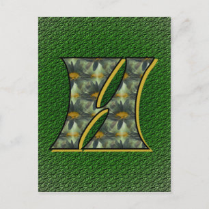 Monogram Initial H Daisies Flower Art Postcard